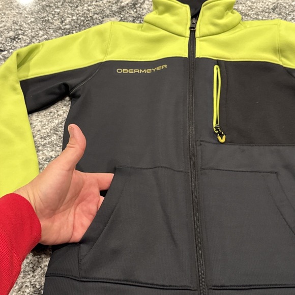 Obermeyer Boy's Rev Fleece Jacket in Green/Black Size Medium L81313 #1009 - Picture 4 of 12